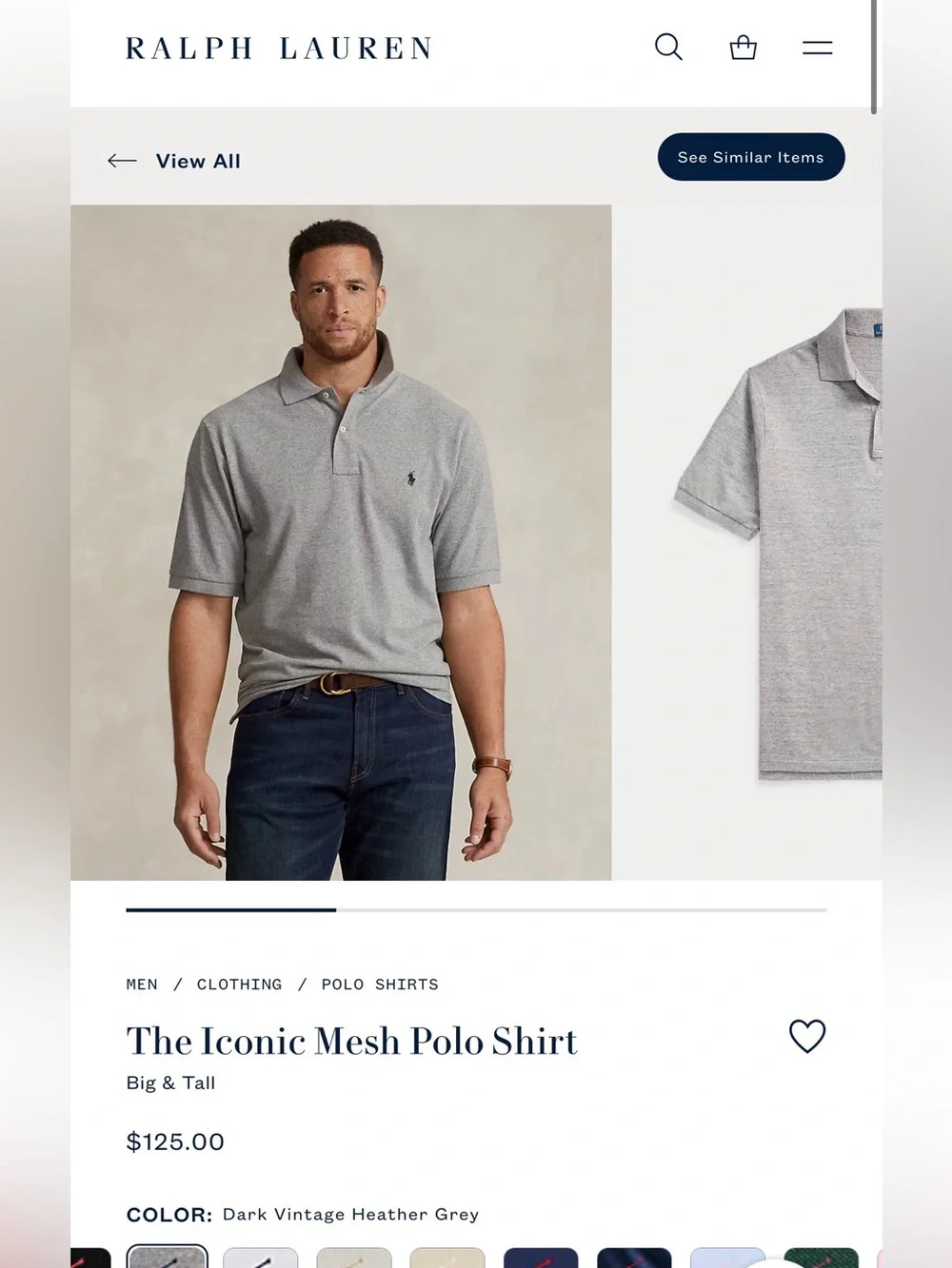 Polo Ralph Lauren Men's The Iconic Polo Heather Grey Short-Sleeve Polo Medium
